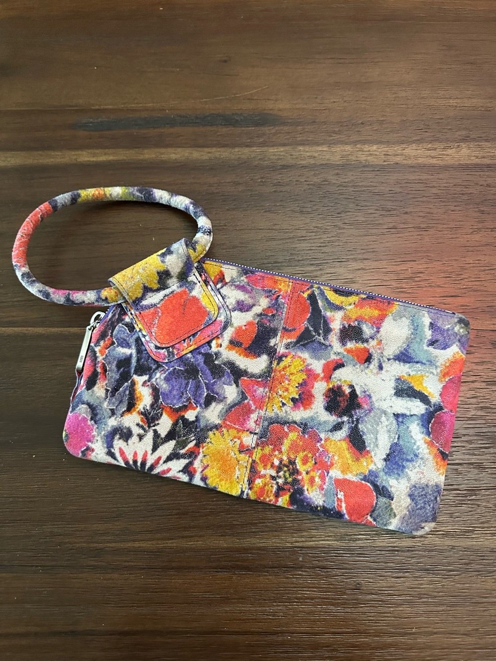 HOBO sable leather wristlet.